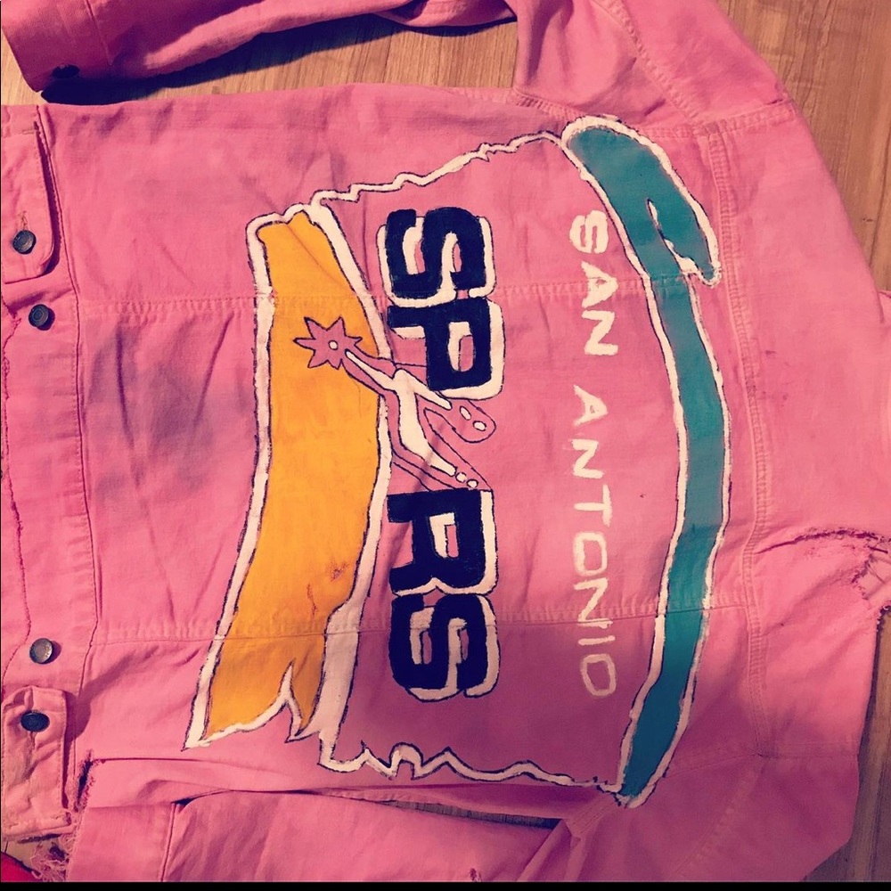 San Antonio Spurs pink custom jean jacket